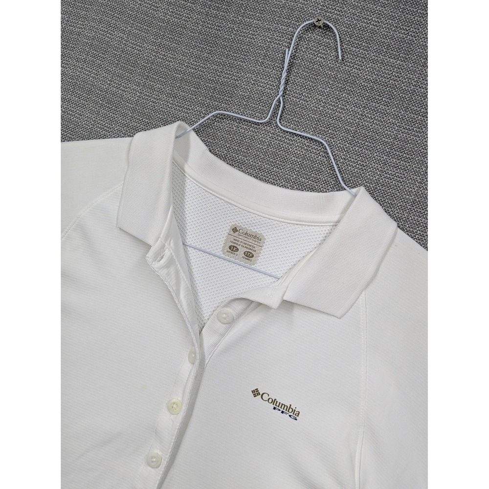 Columbia PFG Polo Shirt Womens 1X White Short Sleeve Omni-Shade Fishing Top